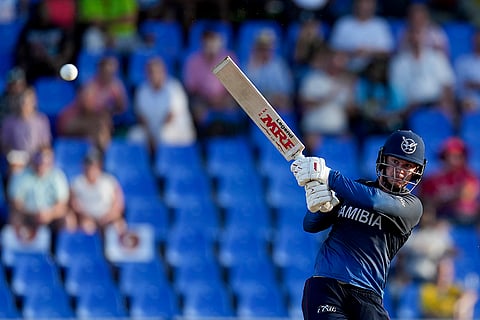 Michael Van Lingen bats against England